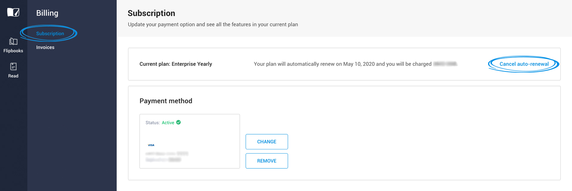 Cancelling the autorenewal of a subscription